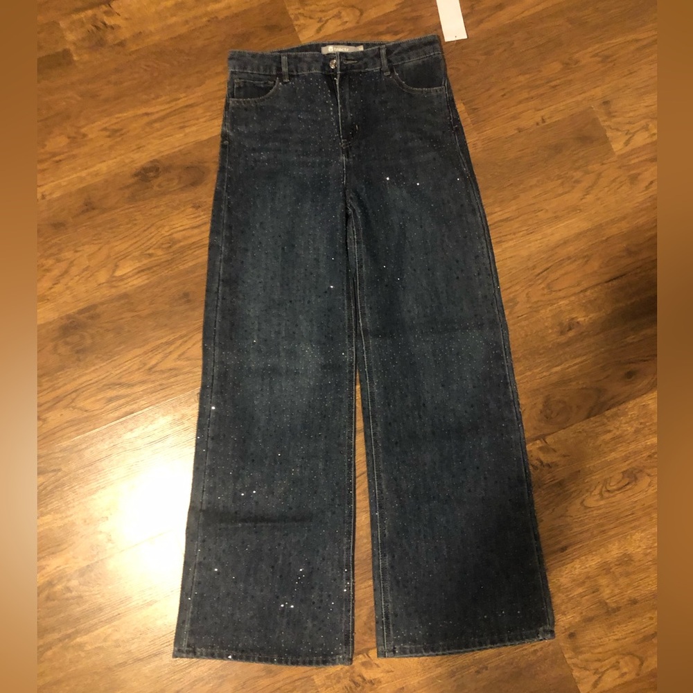 Girls Dark Blue Wide-Leg Jeans
